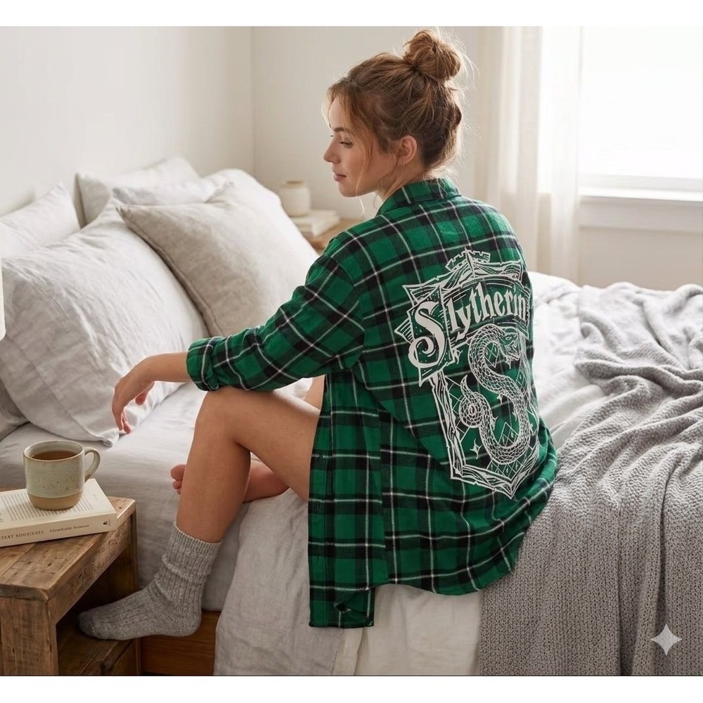 New Cakeworthy Harry Potter Slytherin Green Flannel Shirt Size 2XL New With Tags